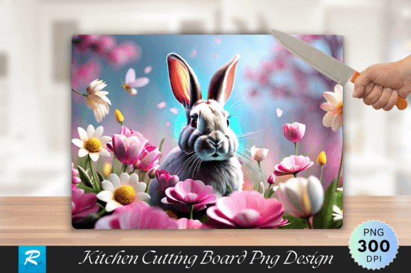 3D Rabbit with Flowers Cutting Board