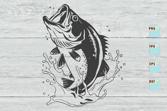 Bass Fishing SVG | Jumping Fish Clipart for Crafters