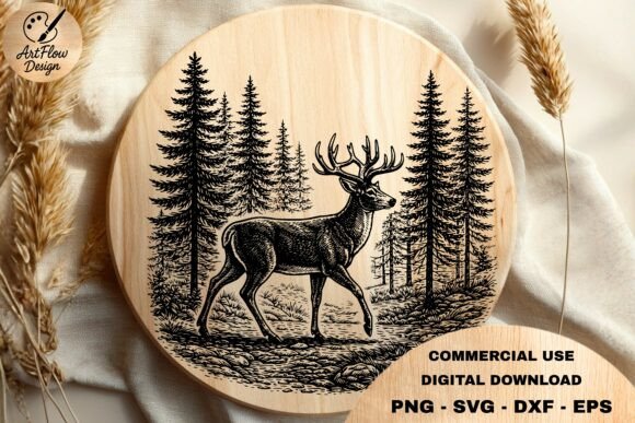 Bring the Outdoors In with a Detailed Deer Forest Scene SVG