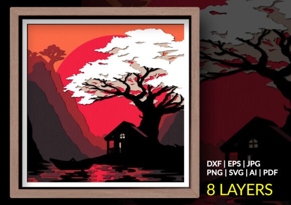 Cabin Lake House Shadow Box: A Serene Papercraft Project