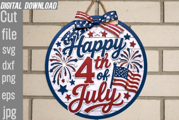 Celebrate with Style: Happy 4th of July PNG, Patriotic Door Designs