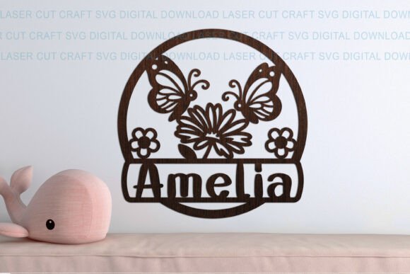 Charming Butterfly Toddler Name Round Sign SVG