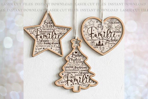Christmas Family Dutch Ornament Svg: Festive Laser Cut Designs