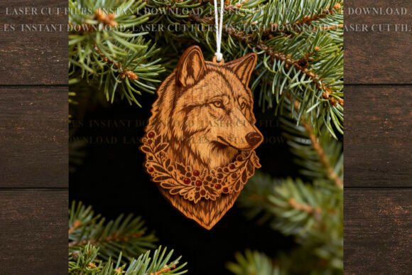 Christmas Wolf Ornament SVG Laser Cut: Festive Crafting Designs