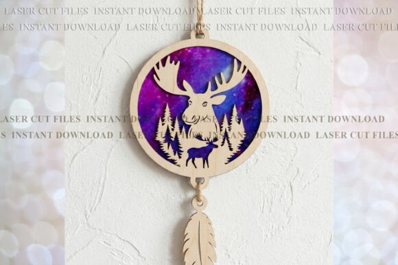 Create a stunning light-catching piece with the Moose Suncatcher Ornament SVG Laser Cut template.