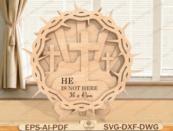 Crown of Thorns Cross Laser Cut Design