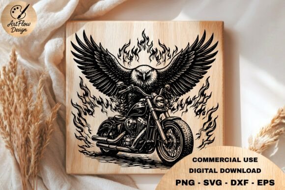Eagle Motorcycle Flame SVG: Bold Biker Art for Your Projects
