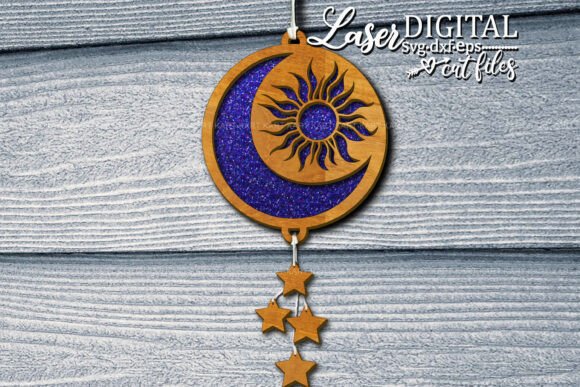 Enchant Your Crafts with the Moon & Sun Suncatcher Ornament SVG
