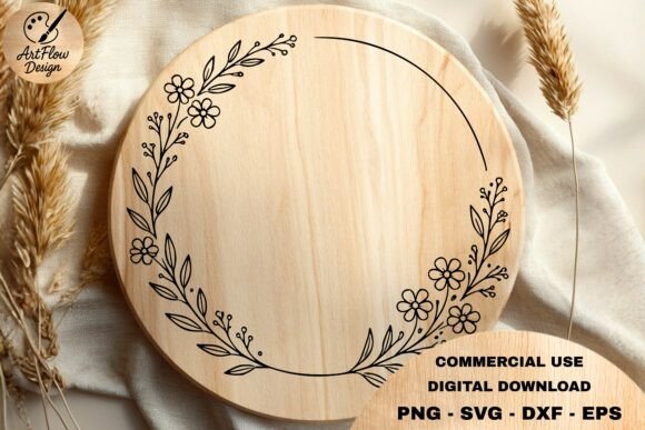 Floral Circle Frame SVG: Elegant Botanical Design for Crafts