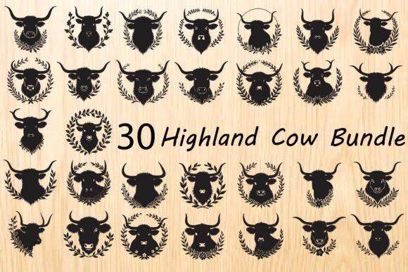 Highland Cow Bundle: Rustic Design Assets