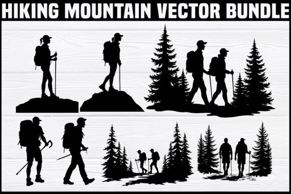 Hiking Adventure Silhouette Vector Bundle for Creative Projects
