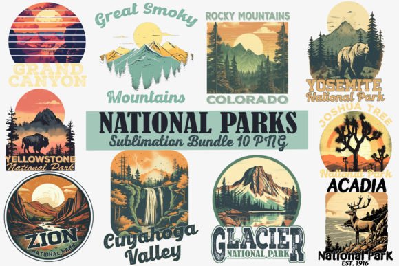 National Parks Sublimation Bundle: Nature-Inspired Design Assets