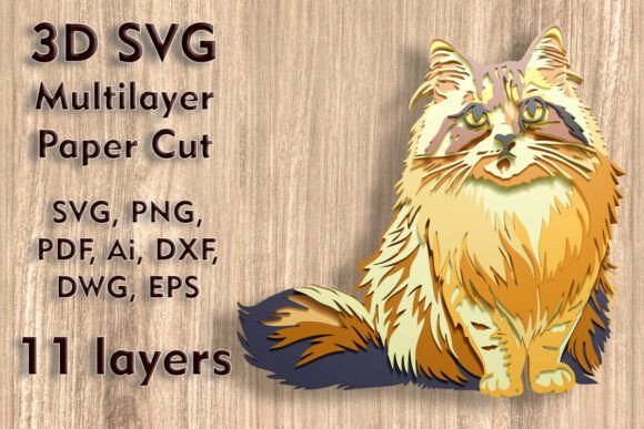 Stunning 3D Cat SVG Multilayer Paper Cut Files