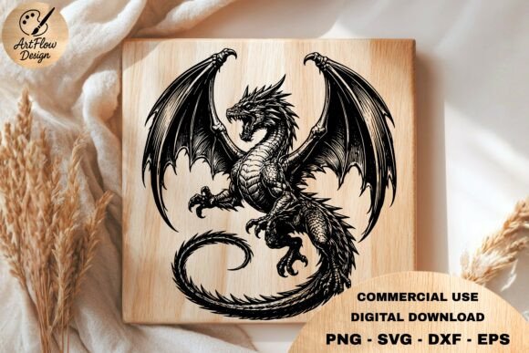 Unleash Mythical Artistry with Dragon Engraving SVG