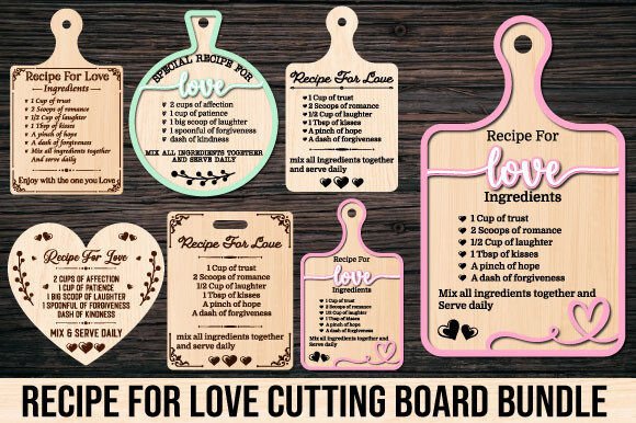 Valentine Recipe Cutting Board Bundle